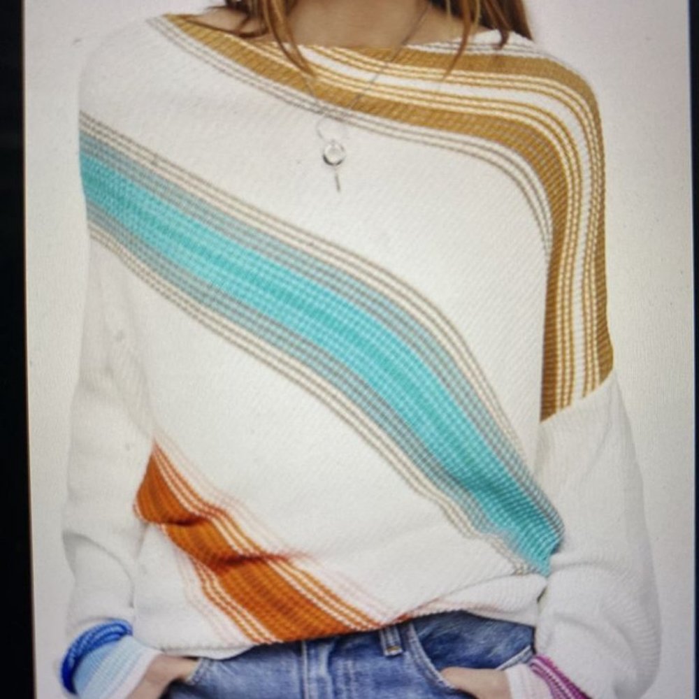 Free People Spectrum off shoulder sweater size S - cream multicolor